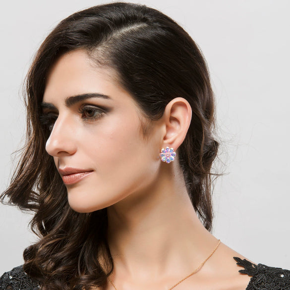 Women's Geometric Copper Zircon Clipon Earrings With Electroplated Finish Wholesale Fashion Jewelry