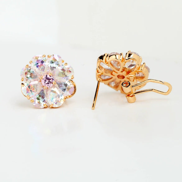 Women's Geometric Copper Zircon Clipon Earrings With Electroplated Finish Wholesale Fashion Jewelry