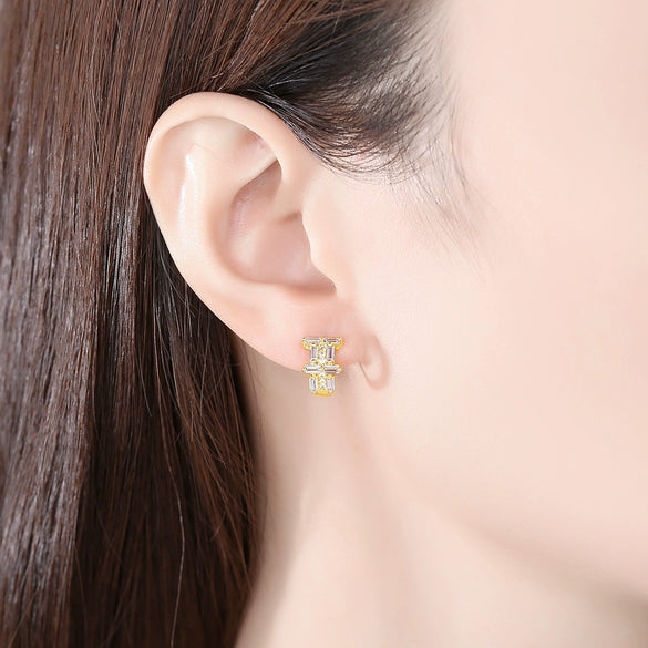 Women's Geometric Copper Zircon Ear Cuff Earrings With Electroplated Finish Simple Elegant Fashion Jewelry