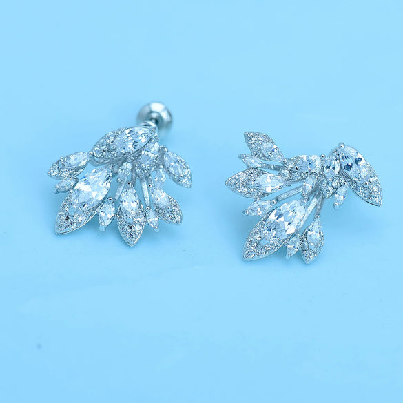 Women's Geometric Copper Zircon Earrings With Crystal Accents Electroplated Elegant Fashion Jewelry