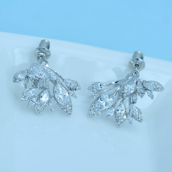 Women's Geometric Copper Zircon Earrings With Crystal Accents Electroplated Elegant Fashion Jewelry