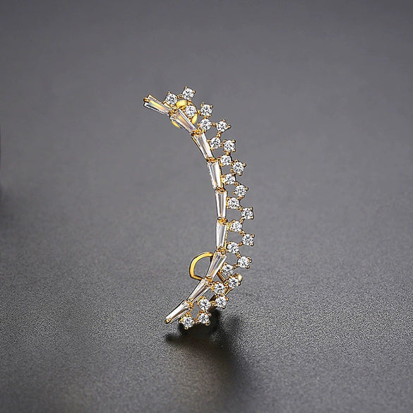 Women's Geometric Copper Zircon Microinlaid Electroplated Singlesided Dangle Ear Clip Earrings