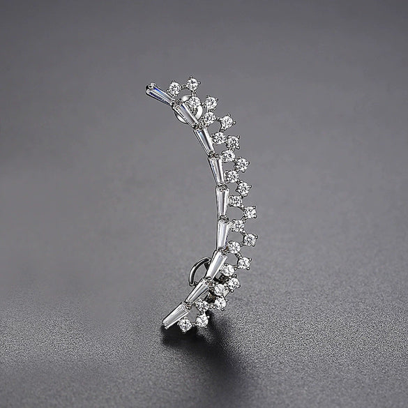 Women's Geometric Copper Zircon Microinlaid Electroplated Singlesided Dangle Ear Clip Earrings