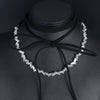Women's Geometric Copper Zircon Necklace With Electroplated Finish And Ribbon Chain For Wedding And Formal Occasions