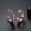 Women's Geometric Copper Zircon Statement Earrings With Electroplated Finish Fashion Jewelry