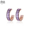 Women's Geometric Copper Zircon Statement Earrings With Electroplated Finish Fashion Jewelry