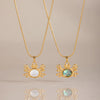 Women's Geometric Crab Pendant Necklace Stainless Steel With Shell Inlay And Gold Plated Finish Elegant Fashion Jewelry