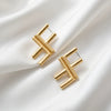Women's Geometric Cross Design Alloy Earrings With Electroplated Finish And Steel Ear Posts