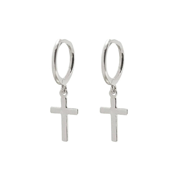 Women's Geometric Cross Earrings With Silver Needle And Copper Electroplated Punk Trend Style