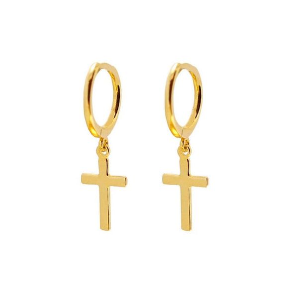 Women's Geometric Cross Earrings With Silver Needle And Copper Electroplated Punk Trend Style
