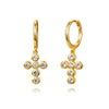 Women's Geometric Cross Earrings With Silver Needle And Copper Round Zircon Electroplated Fashion Jewelry