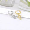 Women's Geometric Cross Earrings With Silver Needle And Copper Round Zircon Electroplated Fashion Jewelry