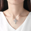 Women's Geometric Cross Pendant Necklace With Copper And Zircon Inlay Electroplated Fashion Jewelry