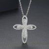 Women's Geometric Cross Pendant Necklace With Copper And Zircon Inlay Electroplated Fashion Jewelry