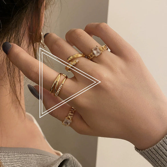Women's Geometric Cross Silver Plated Open Ring With Inlaid Zircon Adjustable Fashion Finger Ring