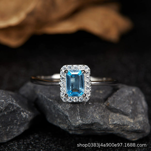 Women's Geometric Crystal And 925 Sterling Silver Ear Studs Set With Gems