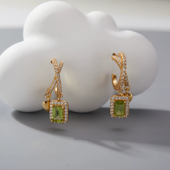 Women's Geometric Crystal And 925 Sterling Silver Ear Studs Set With Gems