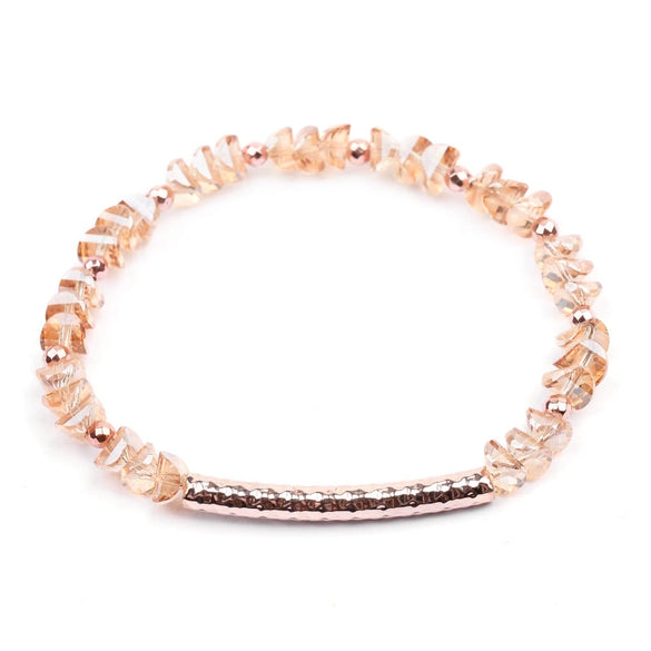 Women's Geometric Crystal Beaded Diy Golden Copper Bracelet Jewelry