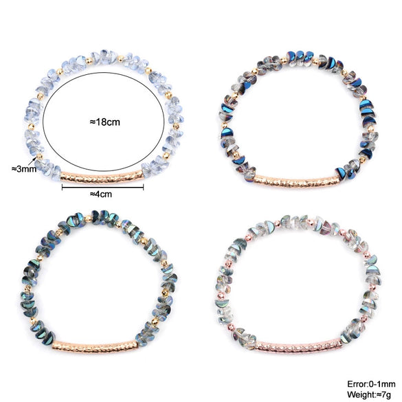 Women's Geometric Crystal Beaded Diy Golden Copper Bracelet Jewelry