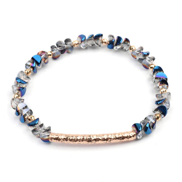 Women's Geometric Crystal Beaded Diy Golden Copper Bracelet Jewelry