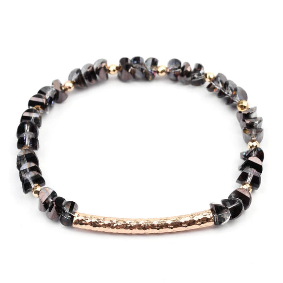 Women's Geometric Crystal Beaded Diy Golden Copper Bracelet Jewelry