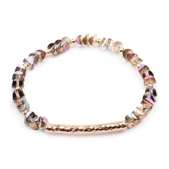 Women's Geometric Crystal Beaded Diy Golden Copper Bracelet Jewelry