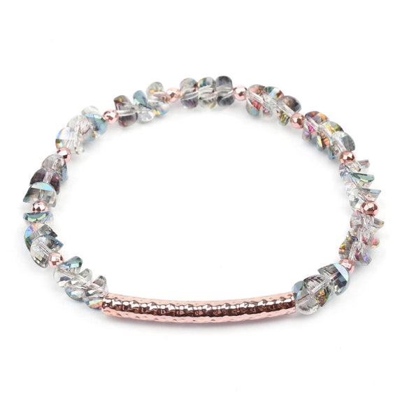 Women's Geometric Crystal Beaded Diy Golden Copper Bracelet Jewelry