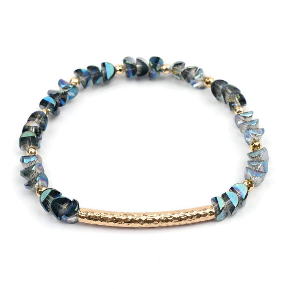 Women's Geometric Crystal Beaded Diy Golden Copper Bracelet Jewelry