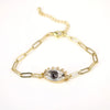Women's Geometric Crystal Evil Eye Bracelet In Electroplated Copper With Exaggerated Personality Chain Design