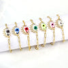 Women's Geometric Crystal Evil Eye Bracelet In Electroplated Copper With Exaggerated Personality Chain Design