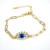 Women's Geometric Crystal Evil Eye Bracelet In Electroplated Copper With Exaggerated Personality Chain Design