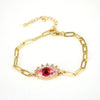 Women's Geometric Crystal Evil Eye Bracelet In Electroplated Copper With Exaggerated Personality Chain Design