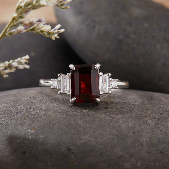 Women's Geometric Crystal S925 Sterling Silver Ring