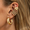 Women's Geometric Cshaped Alloy Clipon Earrings With Round Bead Detail Polished Plated Retro Fashion Jewelry Set