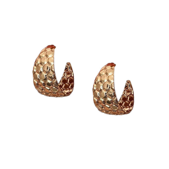 Women's Geometric Cshaped Iron Hoop Earrings With Electroplated Finish Exaggerated Wide Retro Statement Design