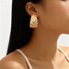 Women's Geometric Cshaped Iron Hoop Earrings With Electroplated Finish Exaggerated Wide Retro Statement Design