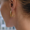 Women's Geometric Cshaped Stainless Steel Earrings With Pvd Vacuum Gold Plating Sophisticated Elegant Fashion Jewelry