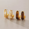 Women's Geometric Cshaped Stainless Steel Earrings With Pvd Vacuum Gold Plating Sophisticated Elegant Fashion Jewelry