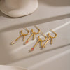 Women's Geometric Cshaped Tassel Earrings With Cubic Zirconia Stainless Steel Ear Posts And Pvd Gold Plating