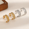 Women's Geometric Cshaped Zircon Stainless Steel Electroplated Earrings Jewelry
