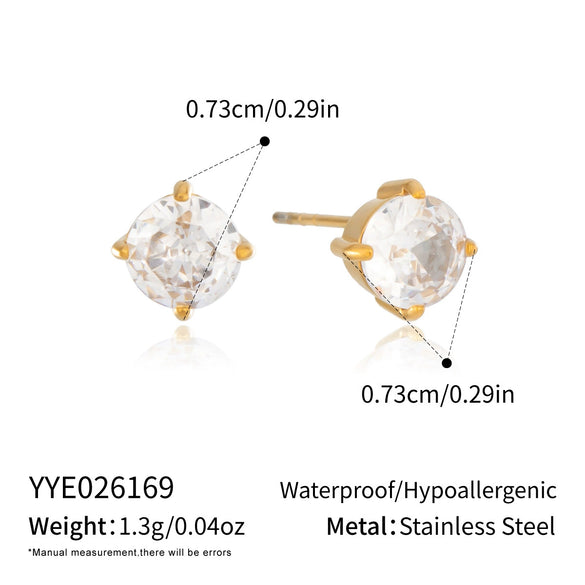 Women's Geometric Cubic Zirconia Necklace And Earring Set In Stainless Steel With 18K Gold Pvd Plating