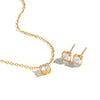Women's Geometric Cubic Zirconia Necklace And Earring Set In Stainless Steel With 18K Gold Pvd Plating