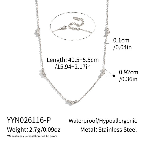 Women's Geometric Cubic Zirconia Pendant Necklace In Gold Plated Stainless Steel With Ochain And Lobster Clasp