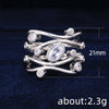 Women's Geometric Curve Zircon Ring Copper Platinum Plated Micro Inlay Jewelry