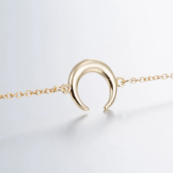 Women's Geometric Curved Moon Bracelet In Copper With Simple Cartoon Inspired Design