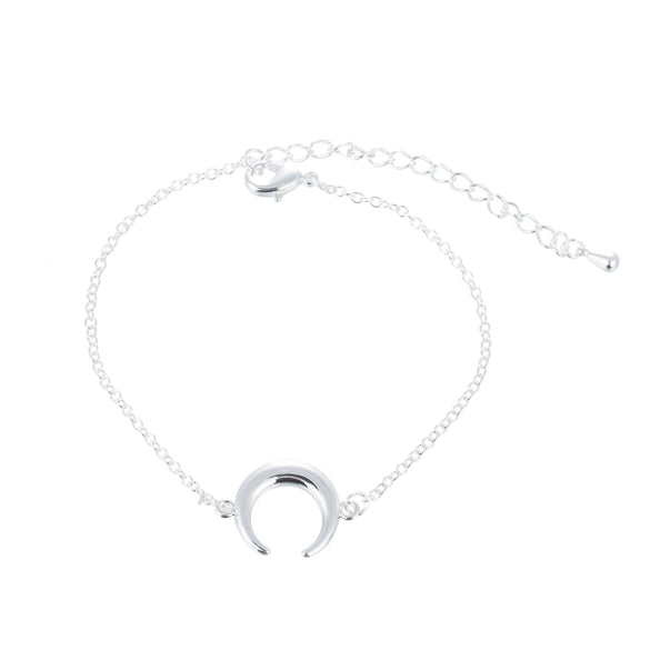 Women's Geometric Curved Moon Bracelet In Copper With Simple Cartoon Inspired Design