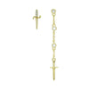 Women's Geometric Dagger Cross Alloy Drop Earrings With Electroplated Finish And Sweet Cool Style