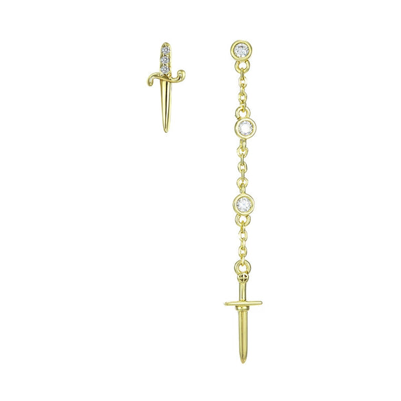 Women's Geometric Dagger Cross Alloy Drop Earrings With Electroplated Finish And Sweet Cool Style