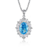 Women's Geometric Diamond Design S925 Sterling Silver Ring With Aquamarine And Sapphire