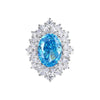 Women's Geometric Diamond Design S925 Sterling Silver Ring With Aquamarine And Sapphire